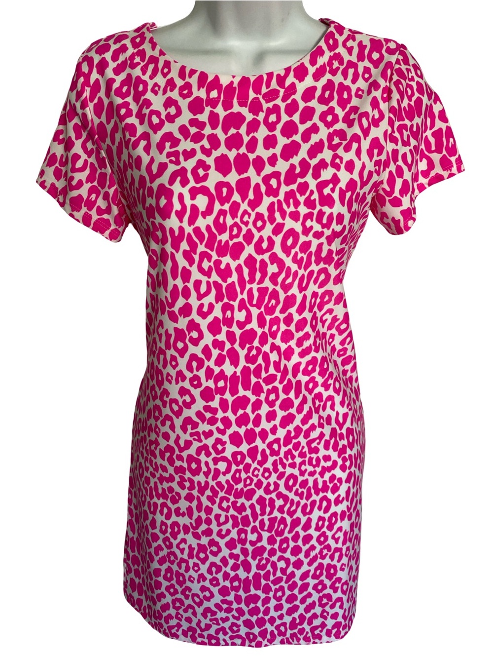 Jude Connally Hot Pink Leopard Print Short Sleeve  Dress -XS